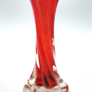 Ruby Red & Clear Hand-blown Vase